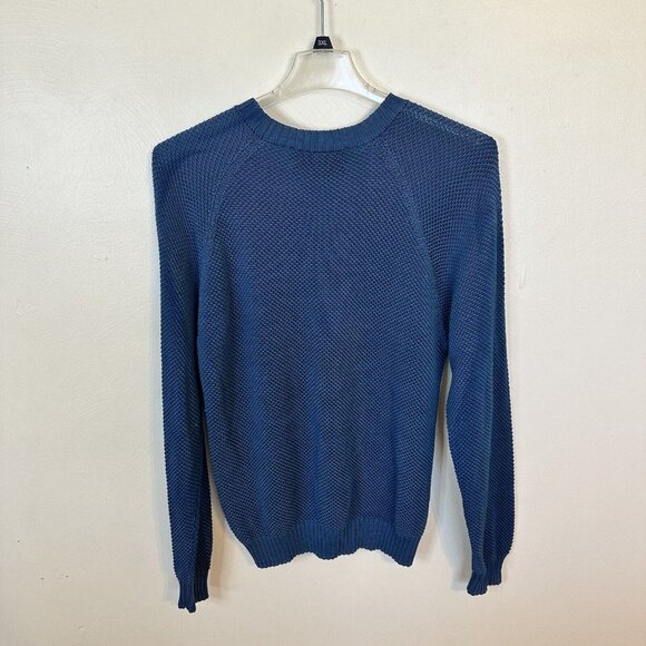 PERUVIAN CONNECTION Pima Cotton Teal Blue Crew Neck Pullover Sweater Large - Picture 5 of 9